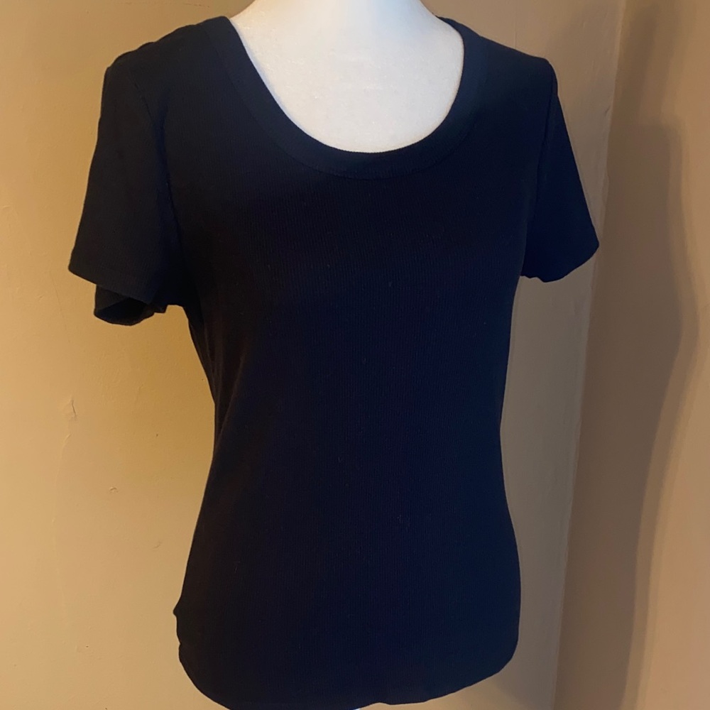 NWOT MAURICES 24/7 Black Ribbed Knit Tee L